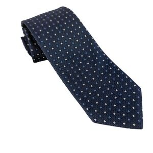 Eton Mens Navy Blue Geometric Silk Necktie Made in England CA52439